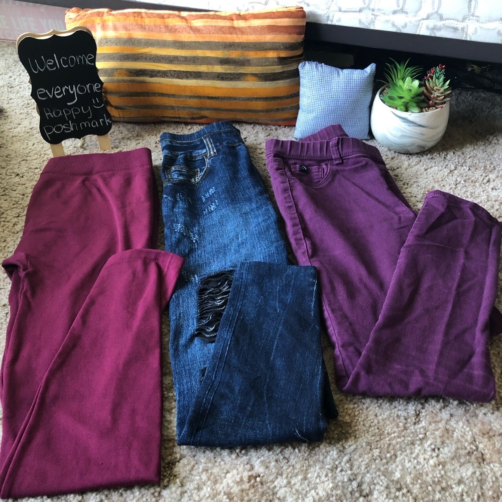 2 leggings and 1 jeggings